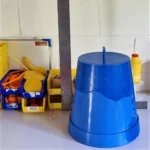 Large plant pot made from bottle caps