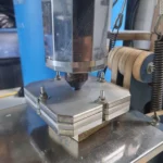 Melted plastic going into the mold