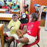 Students from Newfield Primary School answering questions during the Guest Lecture Session